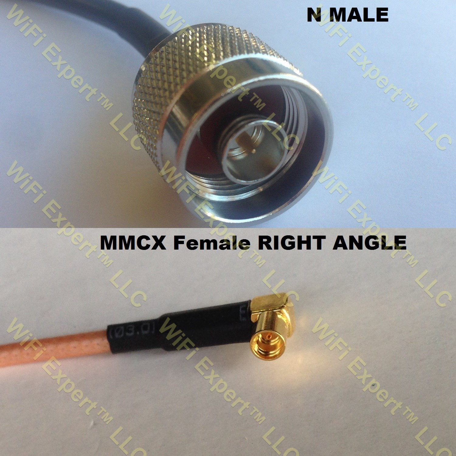 LMR100 N MALE to MMCX FEMALE ANGLE Coaxial RF Pigtail Cable
