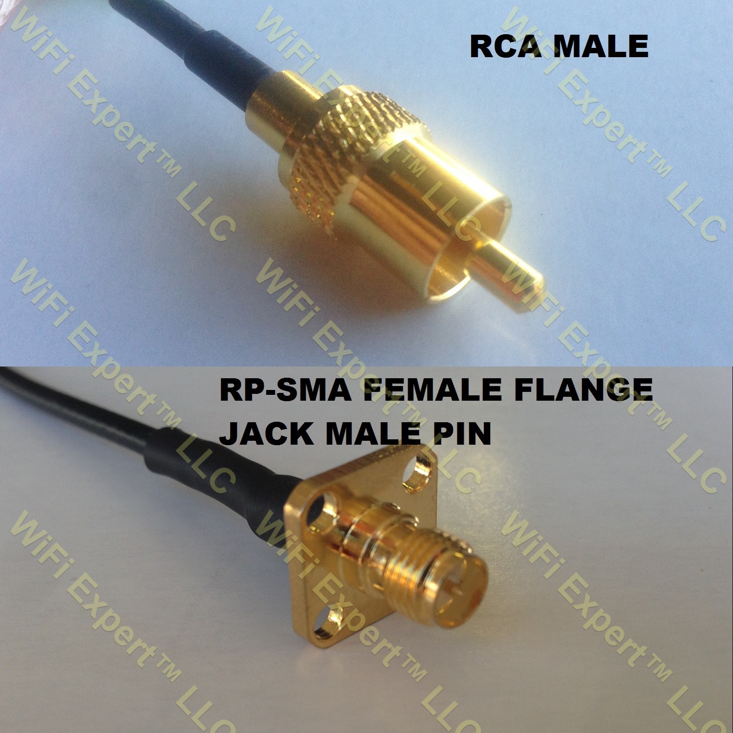 LMR100 RCA MALE to RP-SMA Female Flange Coaxial RF Pigtail Cable
