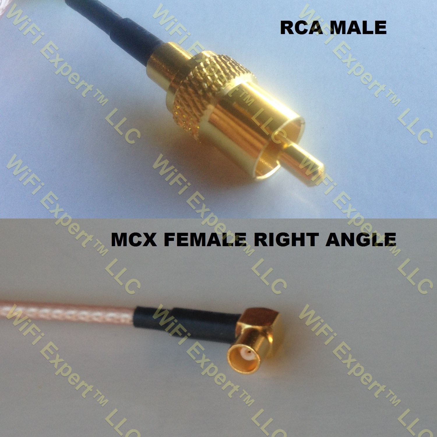 LMR100 RCA MALE to MCX FEMALE ANGLE Coaxial RF Pigtail Cable