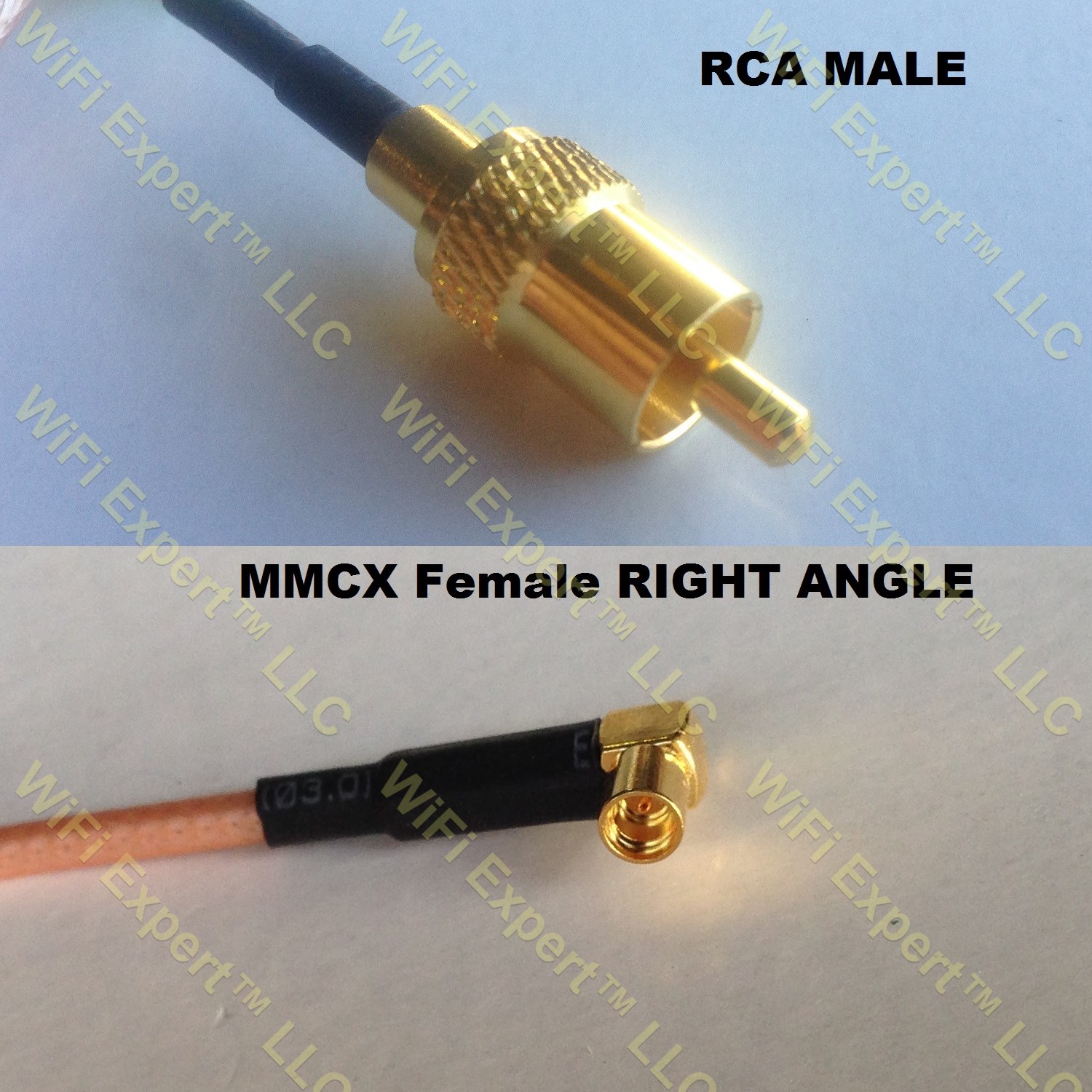 USA-CA RG188  SMB FEMALE ANGLE to RCA MALE Coaxial RF Pigtail Cable 
