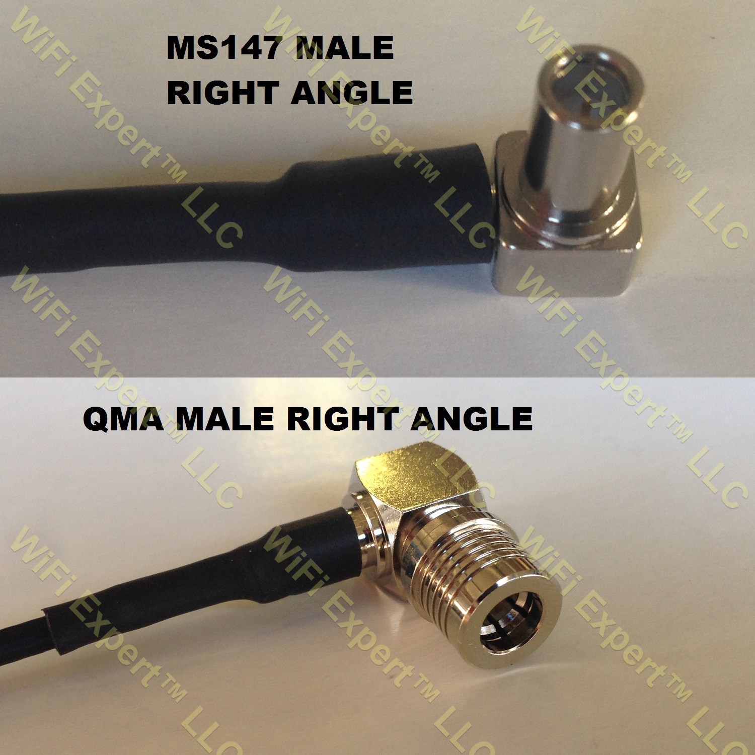 LMR100 MS147 ANGLE MALE to QMA MALE ANGLE Coaxial RF Pigtail Cable