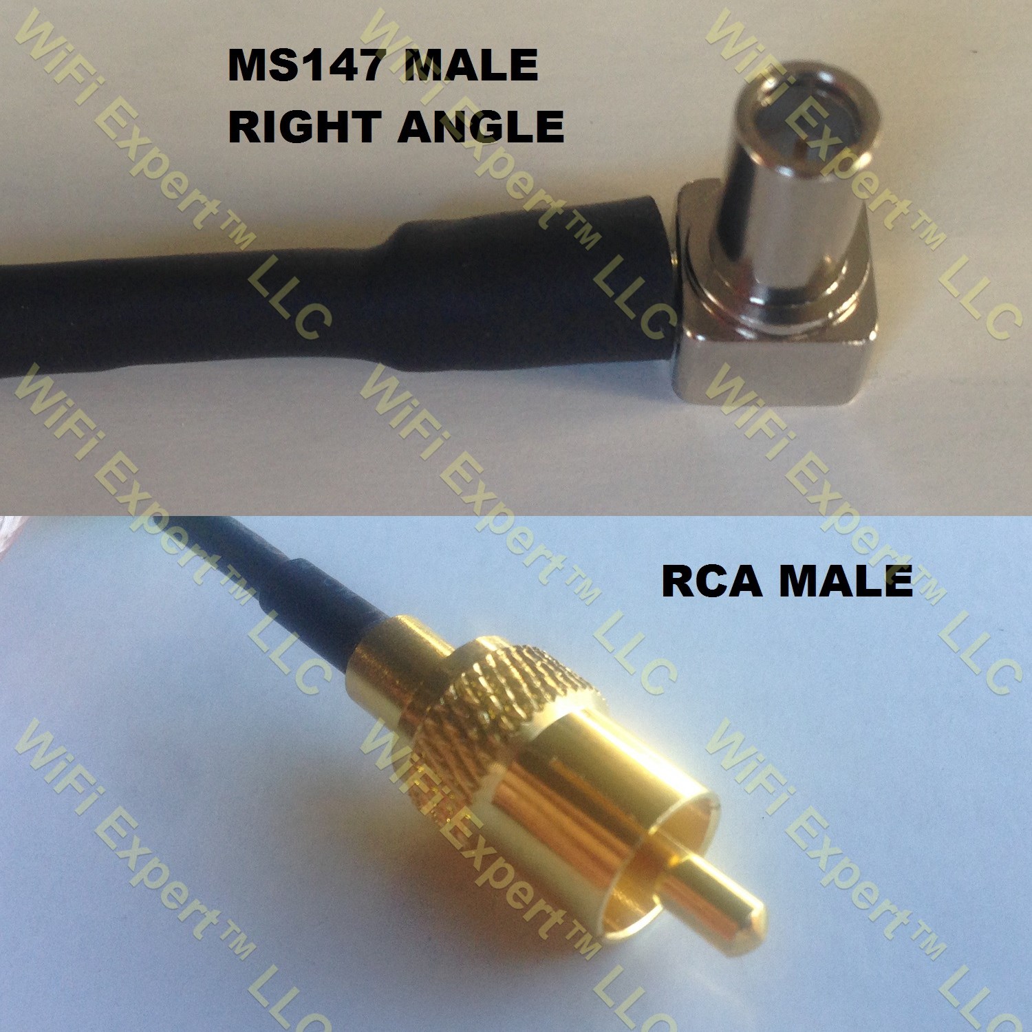 LMR100 MS147 ANGLE MALE to RCA MALE Coaxial RF Pigtail Cable