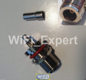 N Female Bulkhead Solder crimp RG58 RG142 RG400 LMR195 cable RF Connector BiQuad
