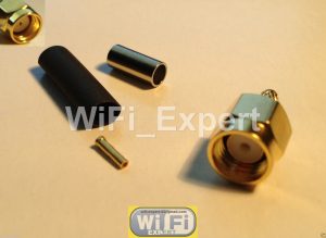 100 RP-SMA Plug (female pin) Crimp Connector for LMR100 RG174 RG179 RG316 RG188
