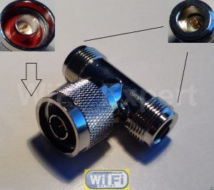 Adapter N male TYPE plug to 2 x N female jack RF Splitter T Type connector