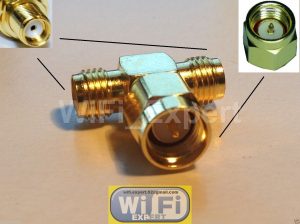 SMA Male to two SMA Female triple T in series RF adapter connector 3 way