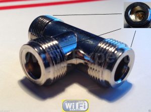 Adapter N Female TYPE plug to 2 x N female jack RF Splitter T Type connector